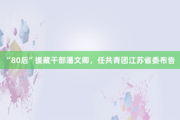 “80后”援藏干部潘文卿，任共青团江苏省委布告