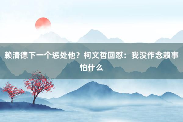 赖清德下一个惩处他？柯文哲回怼：我没作念赖事怕什么