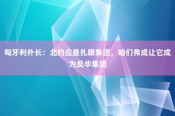 匈牙利外长：北约应是扎眼集团，咱们弗成让它成为反华集团