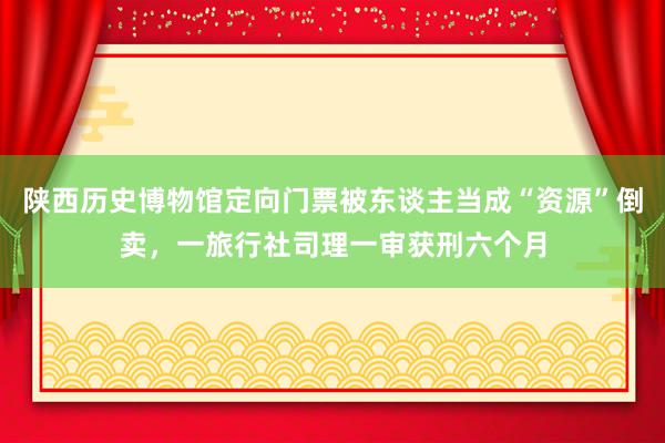 陕西历史博物馆定向门票被东谈主当成“资源”倒卖，一旅行社司理一审获刑六个月