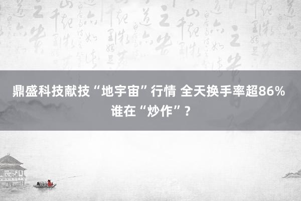 鼎盛科技献技“地宇宙”行情 全天换手率超86% 谁在“炒作”？