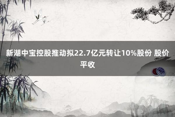 新湖中宝控股推动拟22.7亿元转让10%股份 股价平收