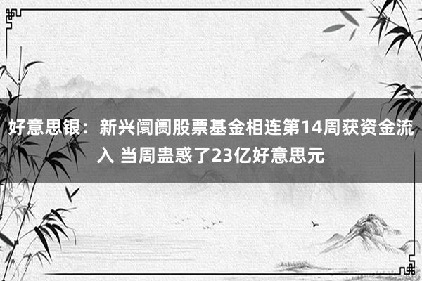 好意思银：新兴阛阓股票基金相连第14周获资金流入 当周蛊惑了23亿好意思元