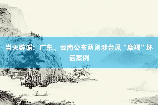 当天辟谣：广东、云南公布两则涉台风“摩羯”坏话案例